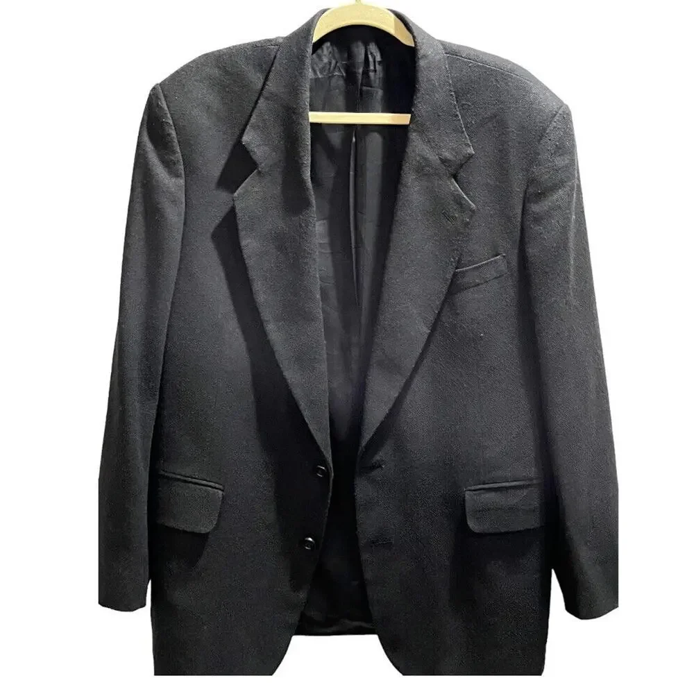 Oscar De La Renta Sports Coat Men 42R‎ Black Blazer Single Breasted Jacket